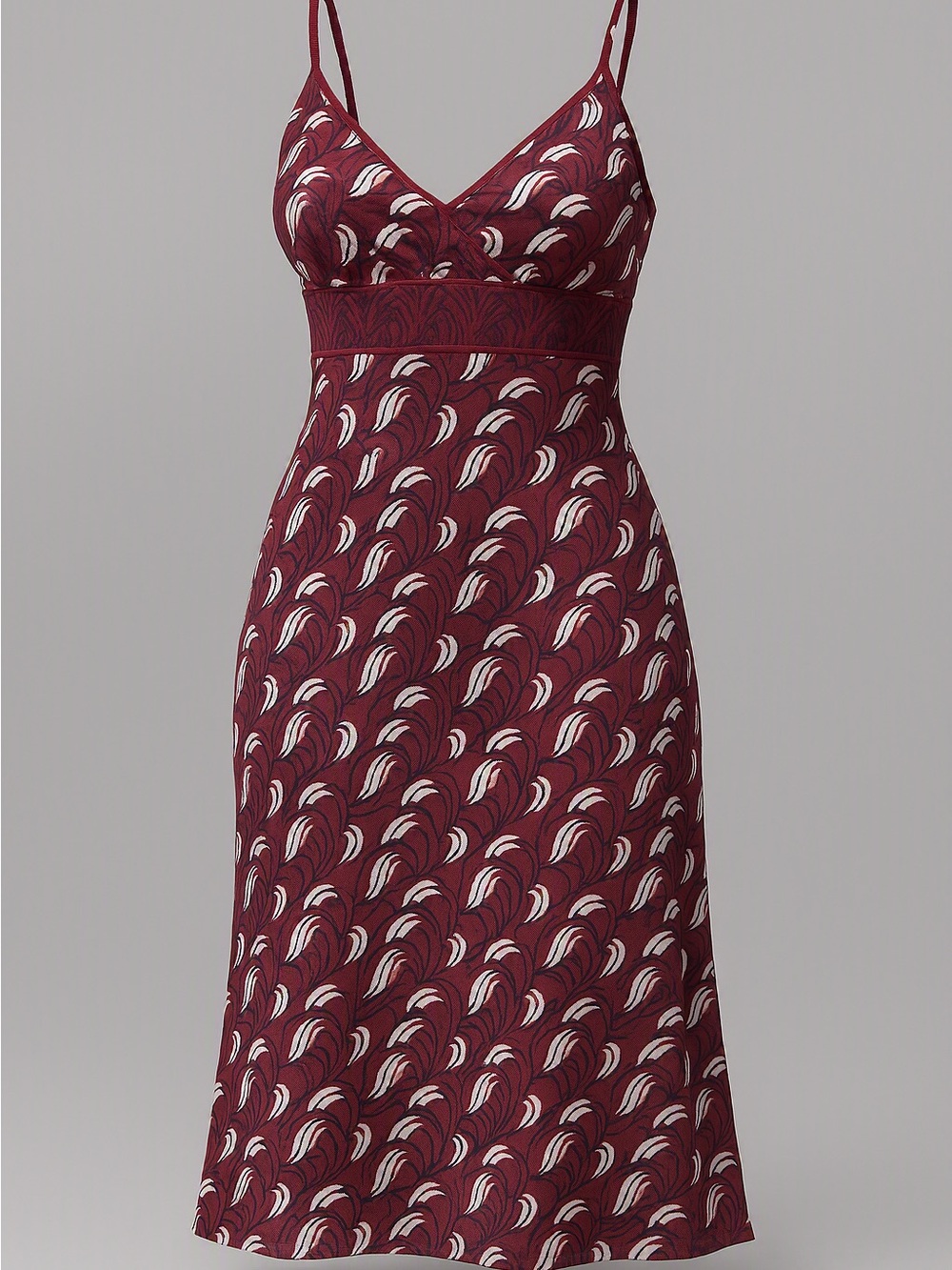 Esprit Maroon and White Printed Spaghetti Strap Dress